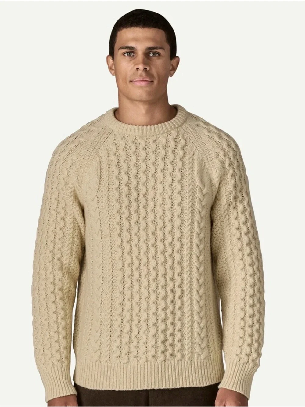 Patagonia Recycled Wool-Blend Cream Cable Knit Sweater Customized